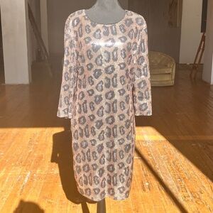 Nicole Miller cheetah print sequin dress